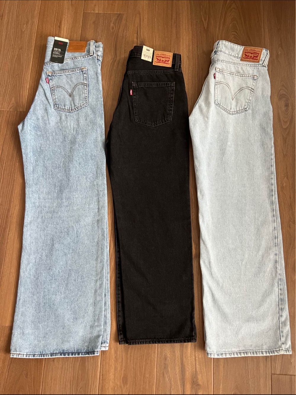 Lot of 3 Levi’s Mom Jeans Baggy 94 Jeans Black Blue Denim Size 30 10 3 Pair